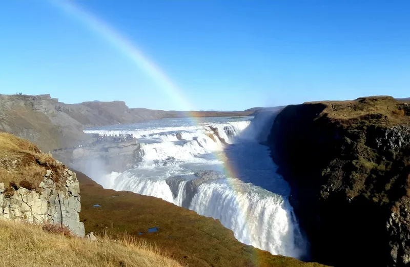 Gullfoss waterfall on the Golden Circle, paired with a Sky Lagoon finish
