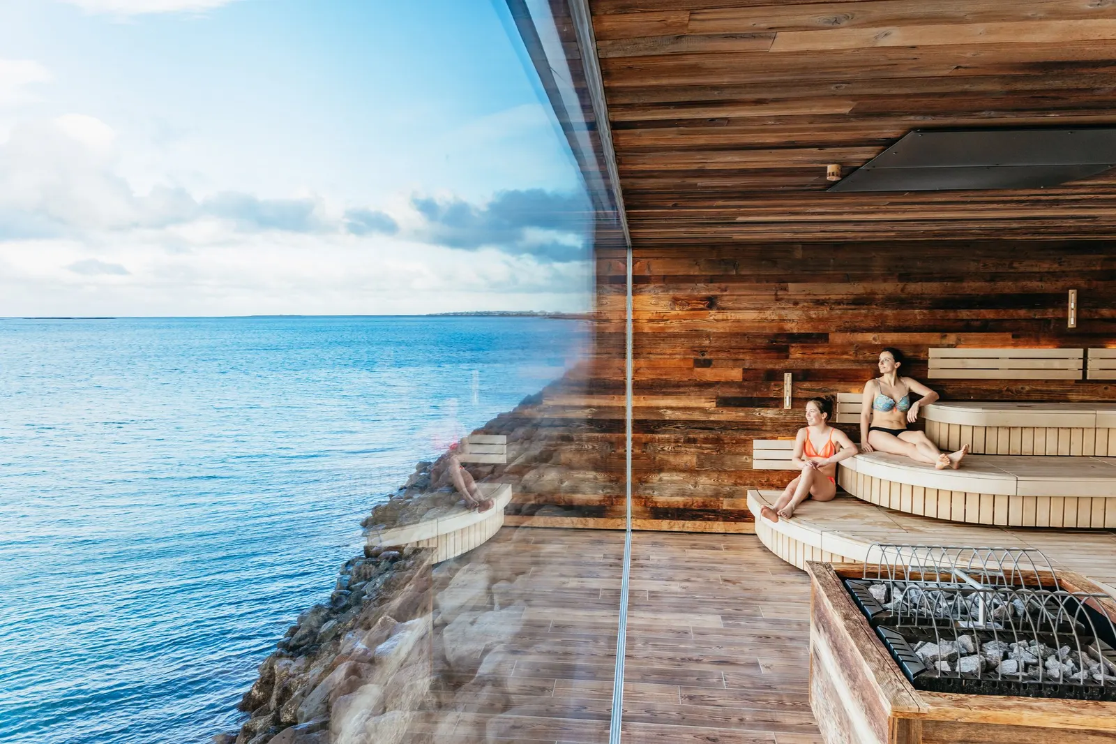 Sky Lagoon by the sea near Reykjavik, reached by shuttle transfer