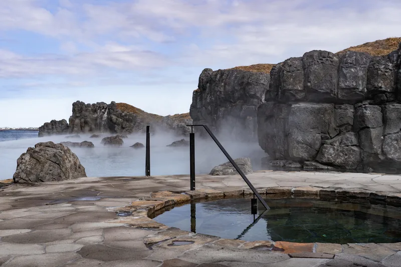 The cold plunge step of the Sky Lagoon seven-step ritual