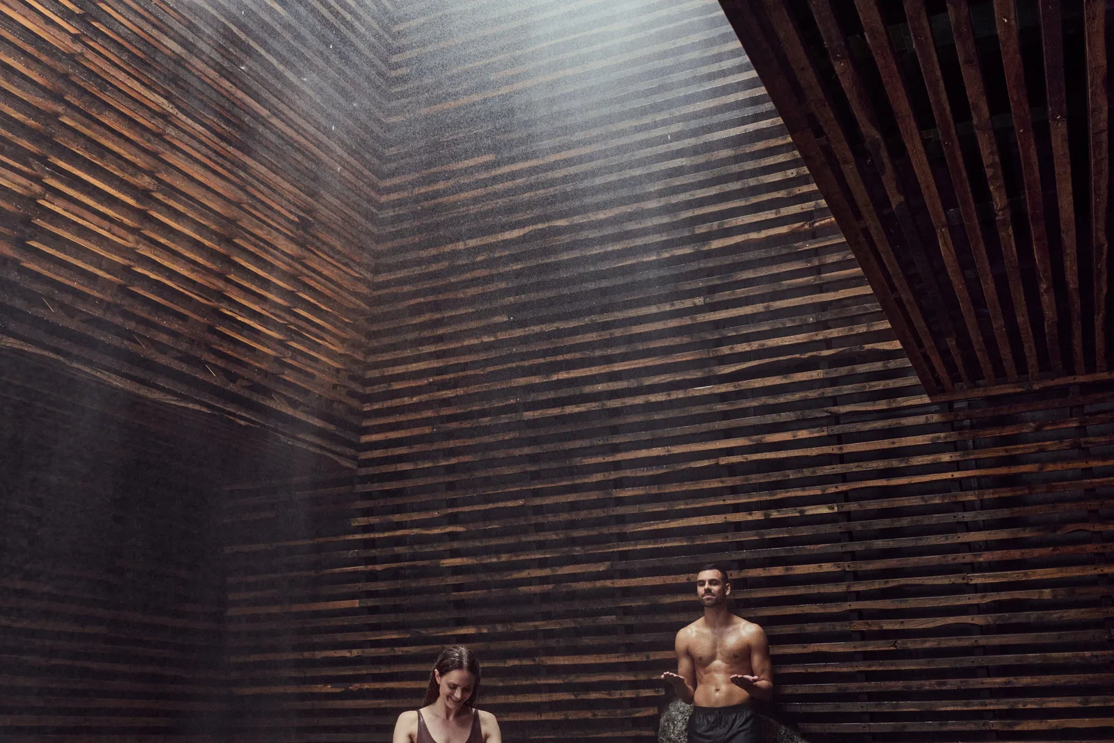 The ocean-view sauna at Sky Lagoon, part of the seven-step Skjól ritual